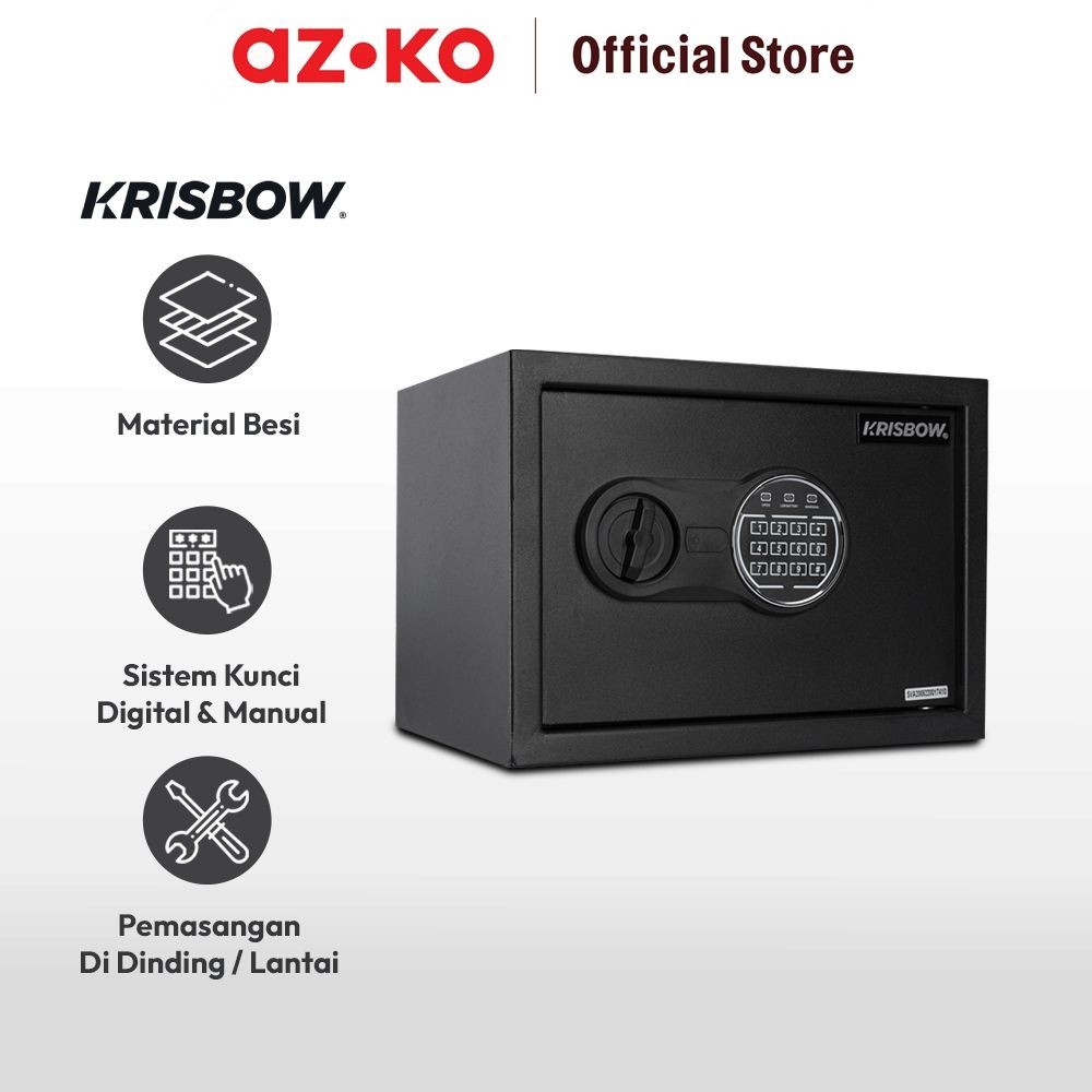 Jual AZKO Krisbow 31X20X20 cm Brankas Besi 20Sce 1/3 - Hitam Brangkas ...