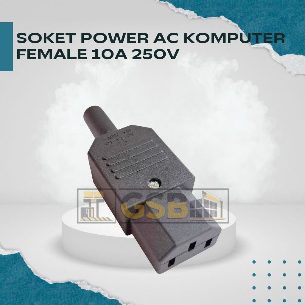 Jual Soket Power AC Komputer Female 10A 250V Model Buntut Plastik ...