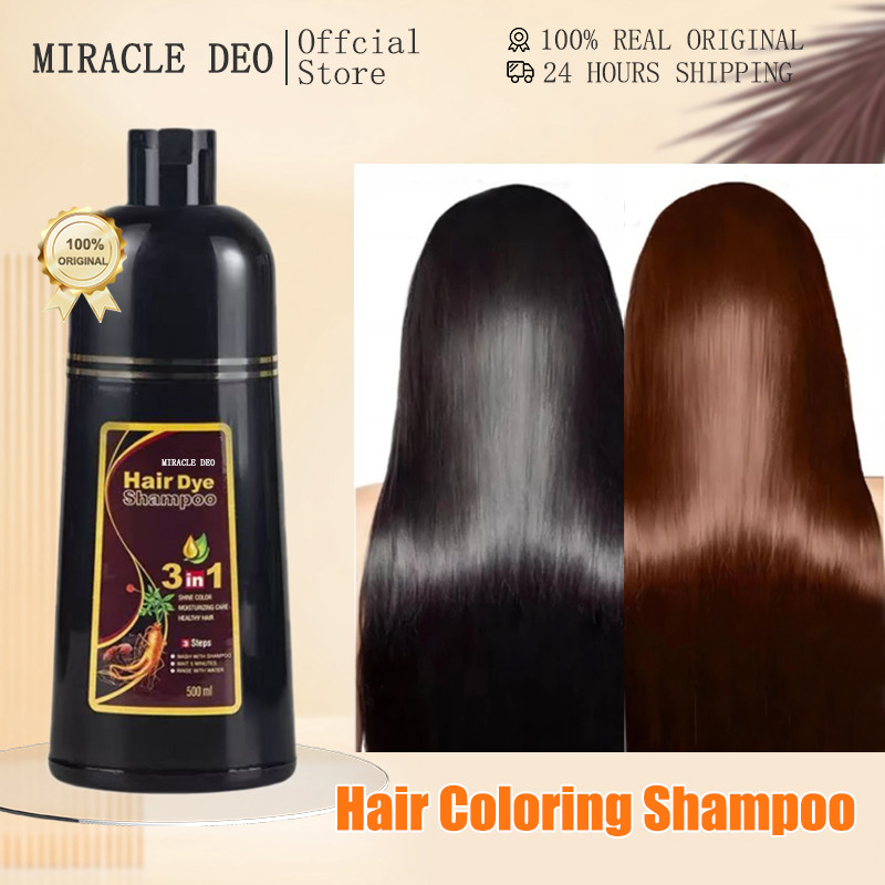Jual MIRACLE DEO Cat Rambut Brown 500ml Hair Coloring Shampoo Coklat ...