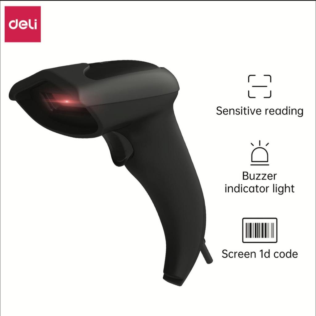 Jual Deli ORIGINAL Scanner Barcode Handheld ES201 1D Scanning Red Light ...