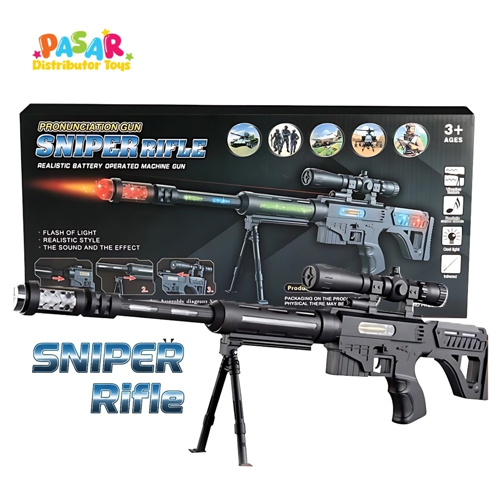 Jual Mainan Anak SNIPER GUN Mainan Tembakan Anak Elektrik LED Suara ...