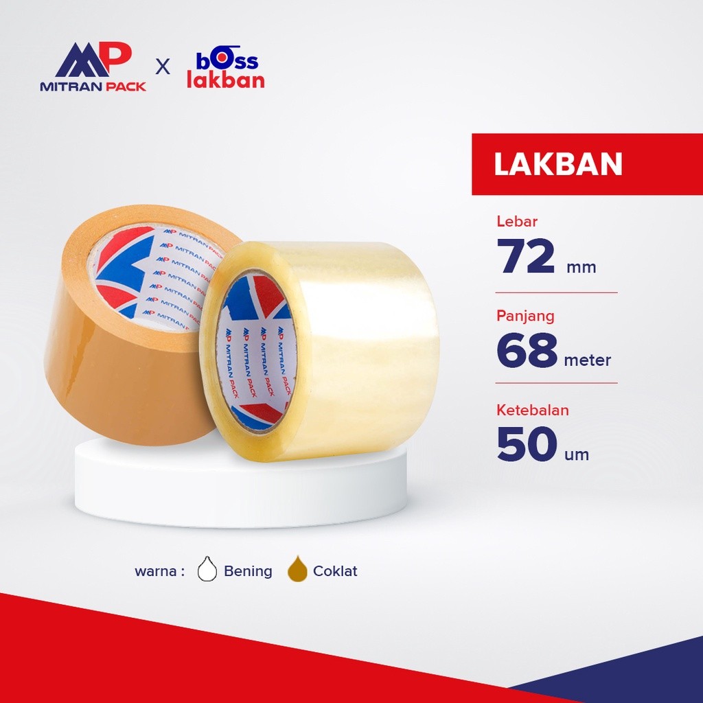 Jual Lakban Bening / Coklat 72 mm Tebal x 70 meter x 50 mic Mitran Pack ...