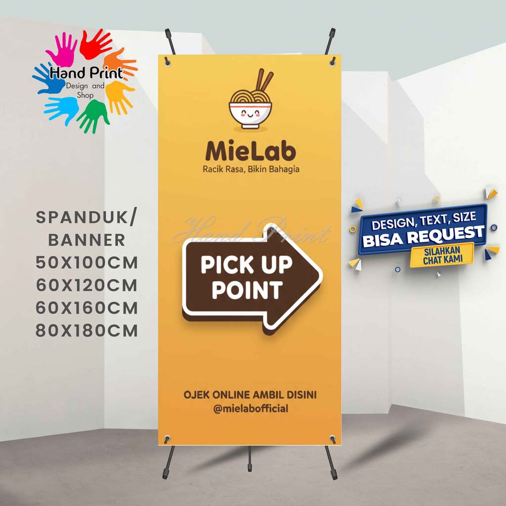 Jual Cetak Spanduk Banner Mie Lab Kuning Estetik MMT Spanduk Custom ...