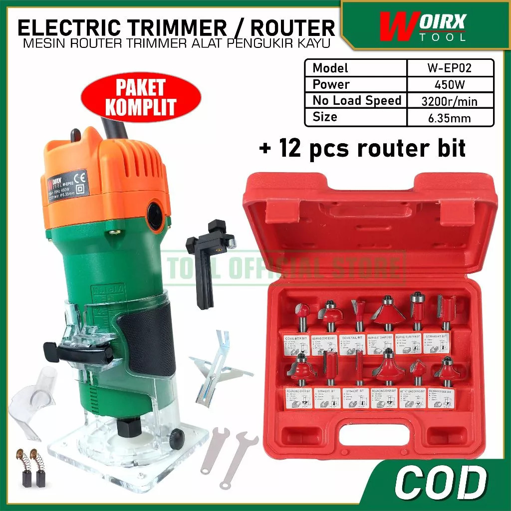 Jual WOIRX TOOL Mesin Router Trimmer Alat Pengukir Kayu Mata Profile ...