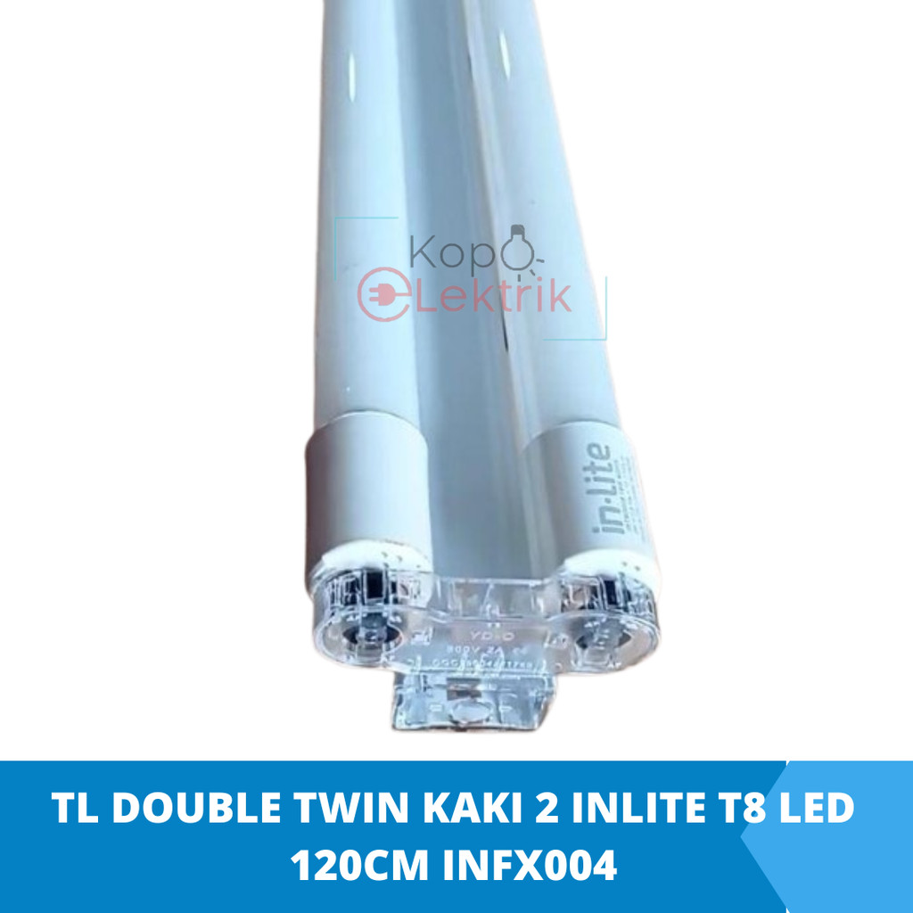 Jual Lampu TL LED Inlite 18W 2 + Dudukan Double Twin Kaki 2 t8 120cm ...