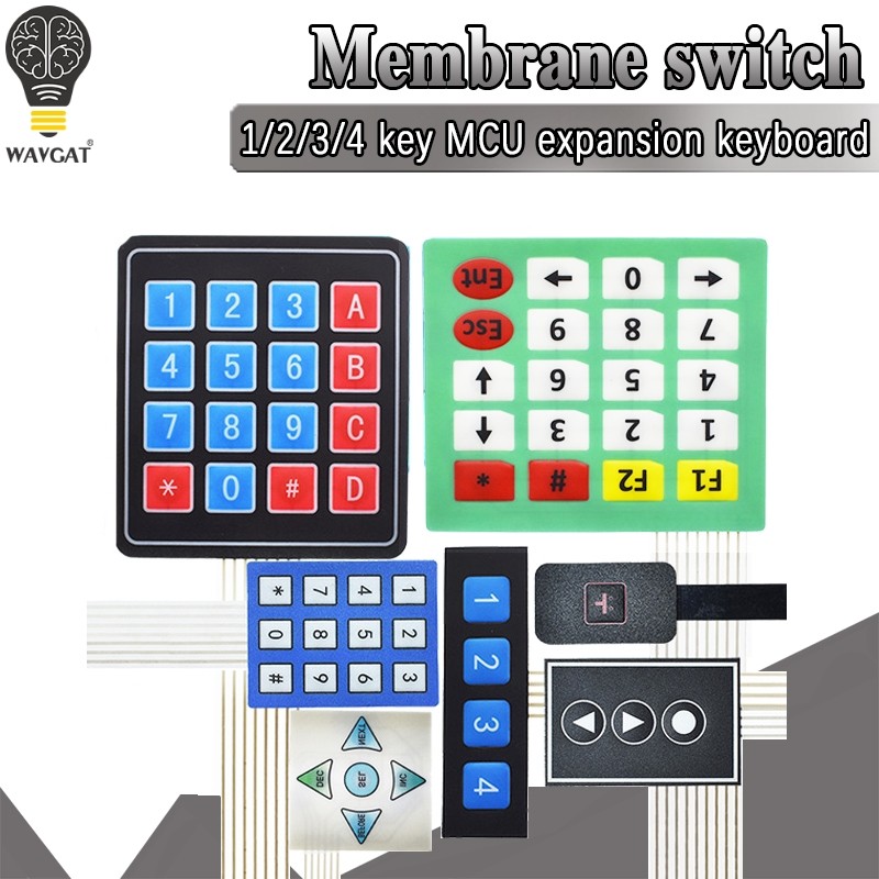 Jual 1 3 4 5 12 16 20 Key Button Membrane Switch 1x4 1x5 4x4 4x5 Keys ...