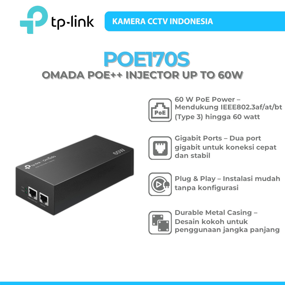 Jual TP-LINK POE170S OMADA POE++ INJECTOR UP TO 60W | Shopee Indonesia