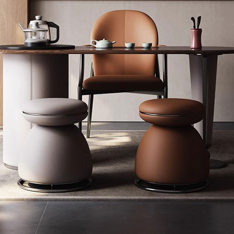 Image showcasing Luxury unique ottomans in leather, fabrics and hair on hide