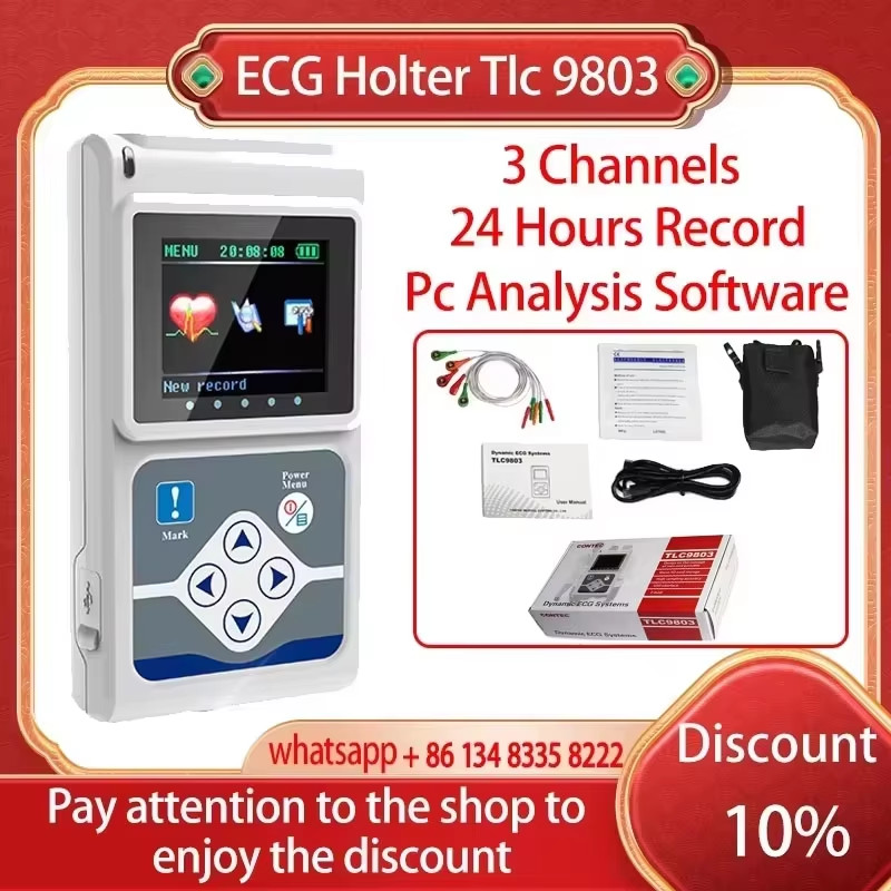 Jual Genuine CONTEC TLC 9803 3 Channels ECG Holter, EKG Holter, Dynamic ...