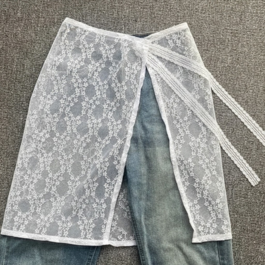 Jual COD - Korean Lace and Lace Versatile Lace-Up Hem Stacked Gauze ...