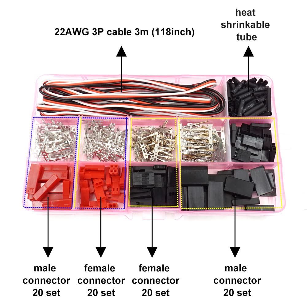 Pièces Rechange Servo Kit De 30 Connecteurs Servo Fiche Mâle Femelle Sertissage Compatible Futaba