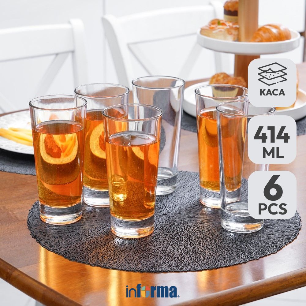 Jual Informa Libbey Elan Gelas Kaca 414 ml Set 6 Pcs Transparan Cup ...