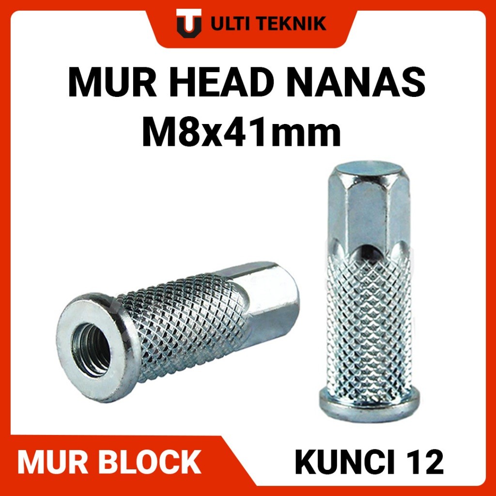 Jual Mur Head Nanas M8 x 41mm Kunci 12 Warna Putih | Mur Blok Cylinder ...