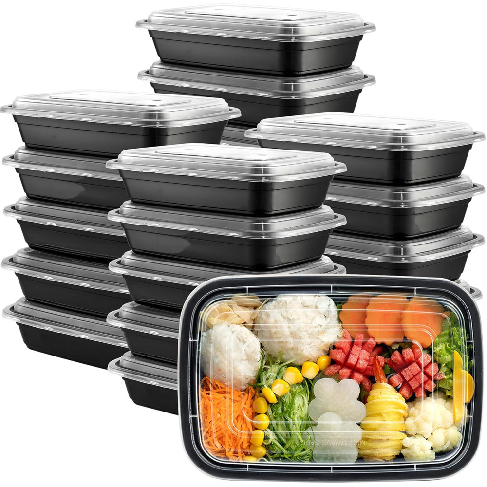 Jual 28 OZ Stackable Meal Prep Containers, Microwavable Reusable ...