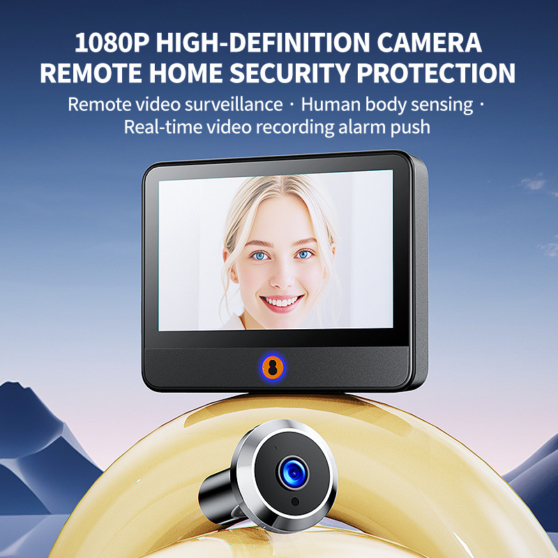 Jual mini 4.3'' Visual Doorbell Peephole 1080P Camera App Remote ...