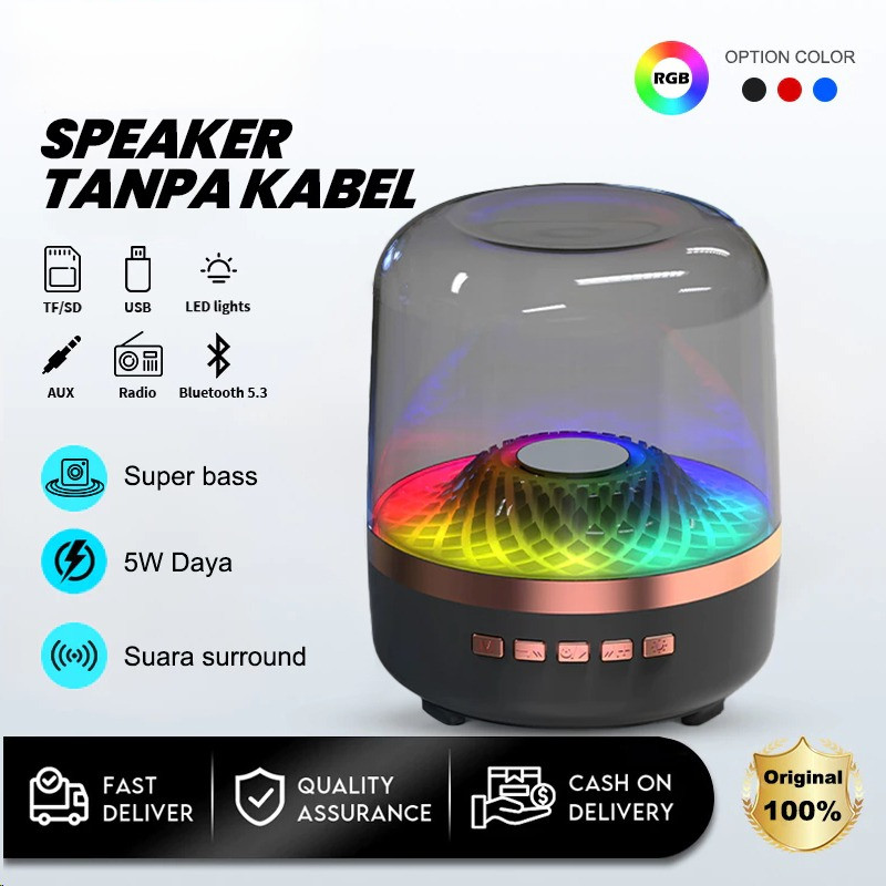 Jual Speaker Bluetooth Portable Premium - Bass Kuat LED RGB Koneksi ...