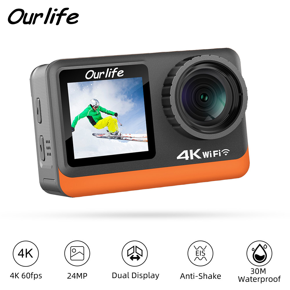 Jual Ourlife 4K60FPS Action Camera 2.0 Tou IPS Screen 24MP Wi-Fi 170D ...
