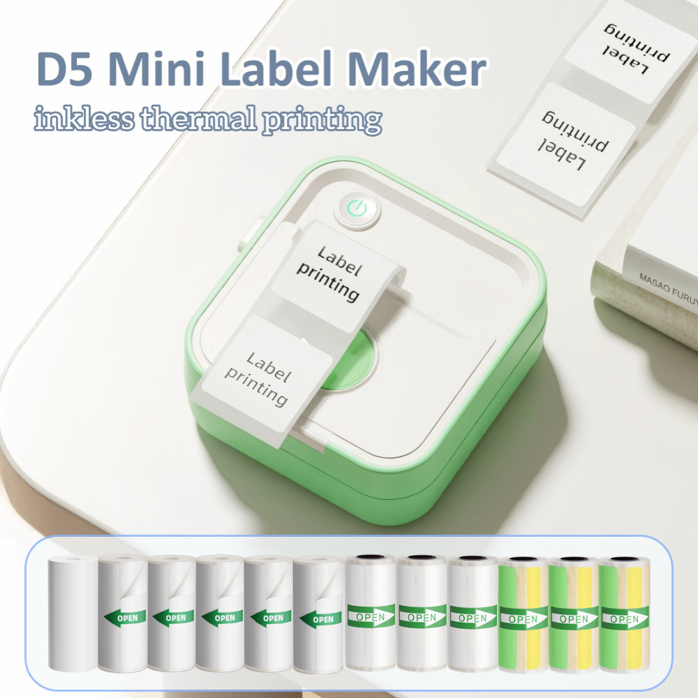 Jual New D5 Label Printer Inkless Thermal Label Maker 12-57mm Paper ...
