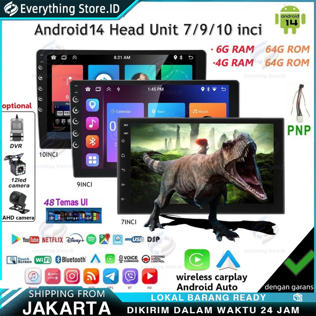 Jual 4G+32G IPS Screen Head Unit 7/9/10 Inch Car Android 13 Navigasi ...