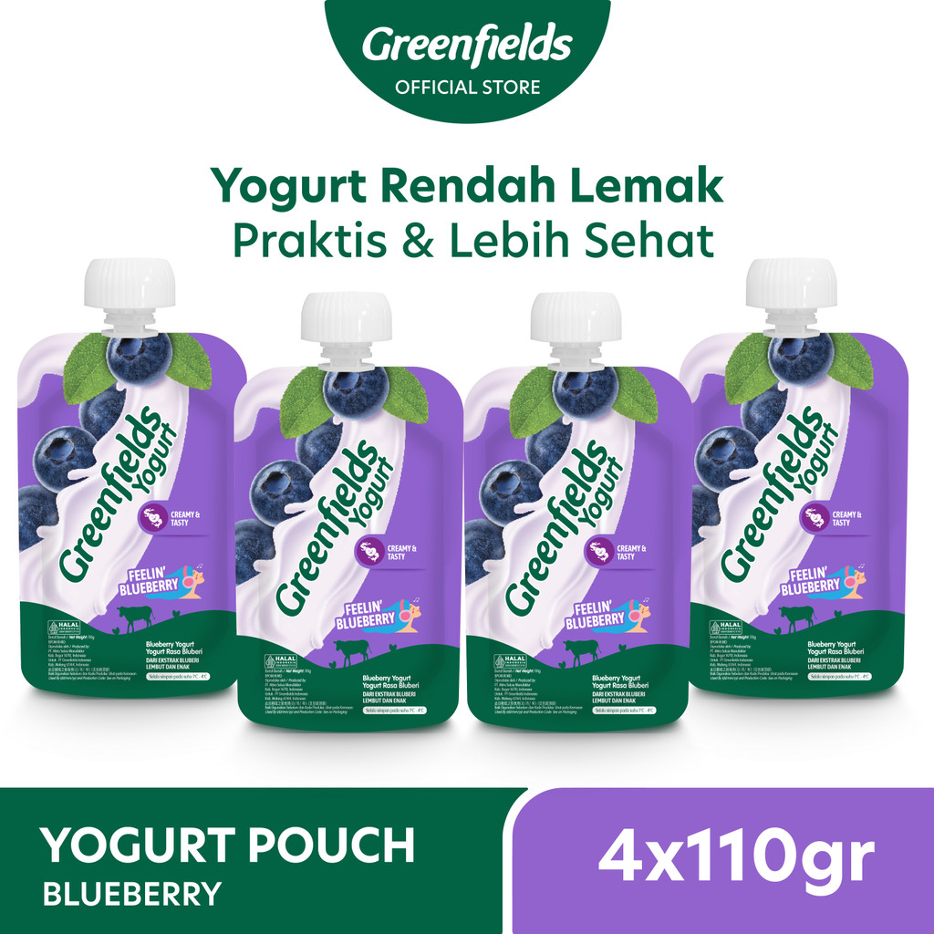 Jual [Bundling 4] Greenfields Yogurt Pouch Blueberry 110gr - Fresh ...