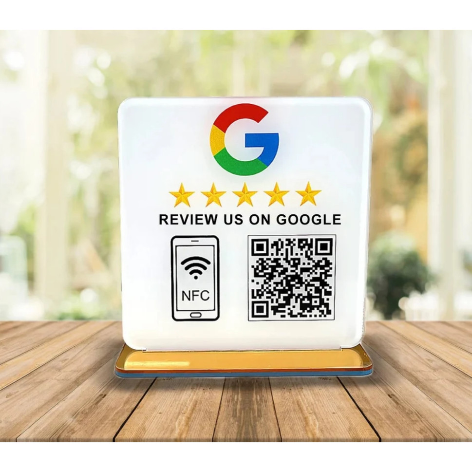 Jual Personalized Google Review Sign NFC Scan code Acrylic Social Media ...