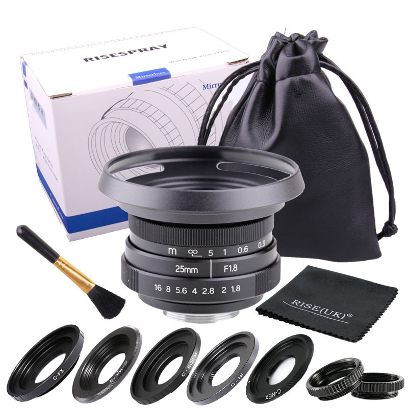 Jual RISESPRAY 25mm f/1.8 APS-C CCTV Lens+5 adapter rings+2 Macro Ring ...