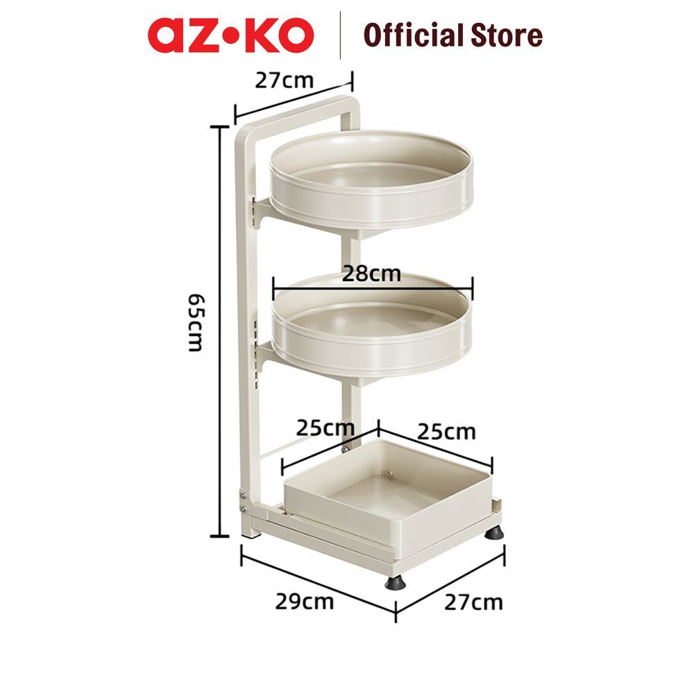 Jual AZKO Stora Rak Troli 3 Tingkat Rotate - Putih Ivory Tempat ...