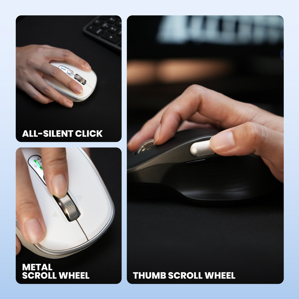 Rexus Flow QZ20 Mouse Office Wireless Ergonomic Silent Click - AeroSpin Wheel & Horizontal Scroll Mode (3)