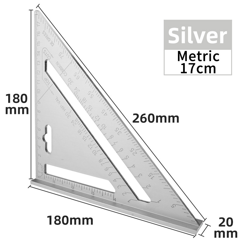 Jual Triangle Ruler 7Inch Measurement Tool Aluminium Alloy Carpenter ...