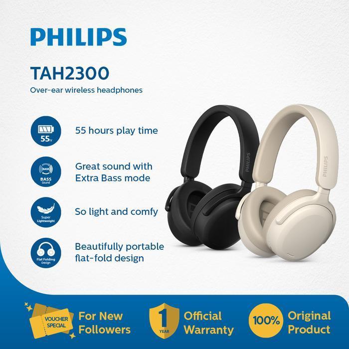 Philips TAH2300 Wireless Over-Ear Headphones (Beige)