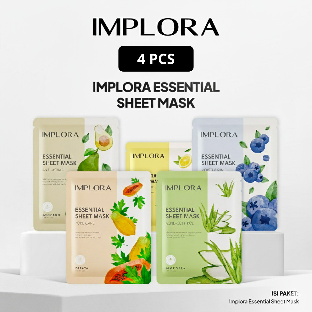 Jual Implora Essential Sheet Mask 25G x 4 PCS | Shopee Indonesia