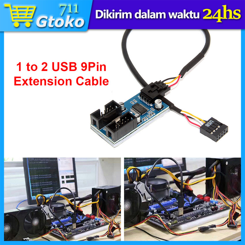 Jual Kabel USB Motherboard 9 Pin Splitter Cabang 1 To 2 Front Panel Hub ...