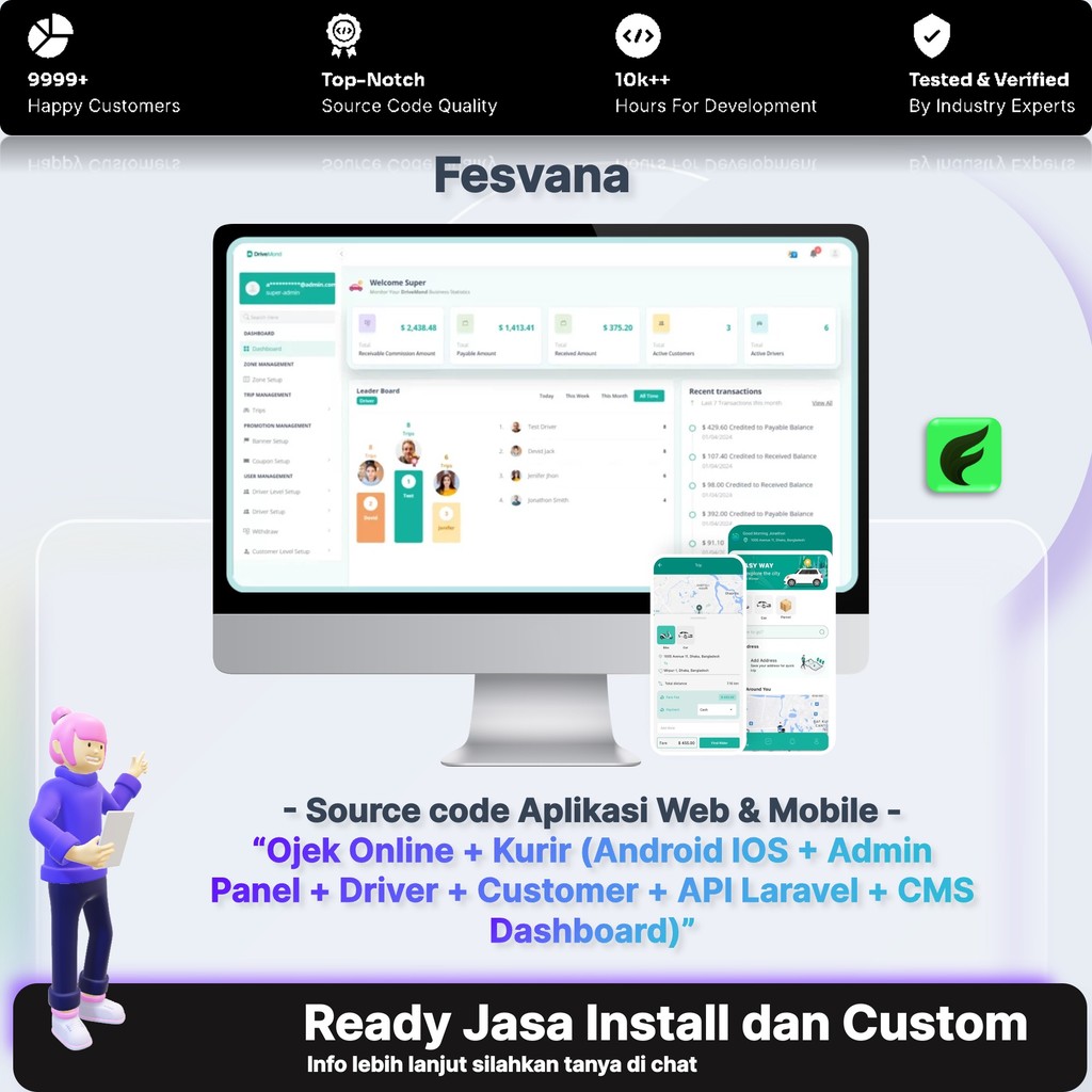 Jual Source Code Aplikasi Ojek Online & Kurir Siap Pakai Android iOS ...