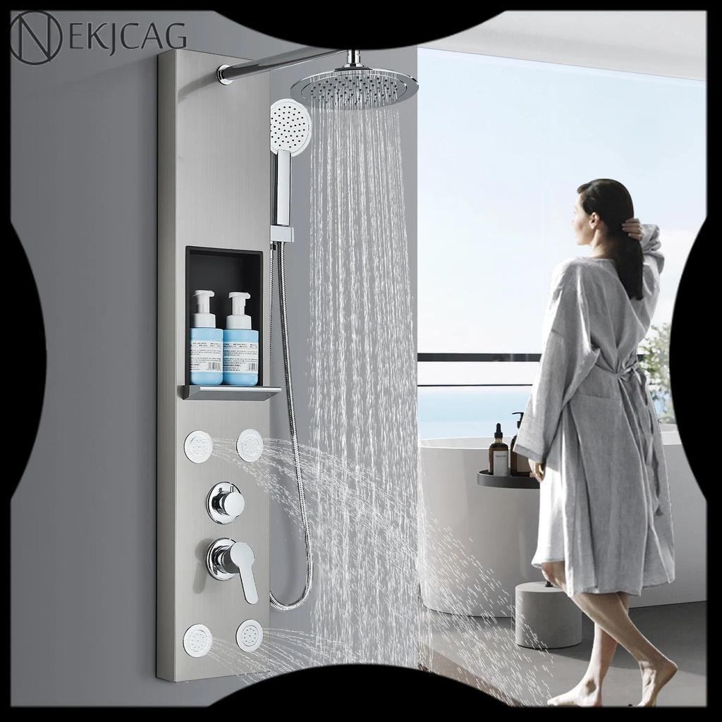 Jual SALE ! Black Shower Panel Rack Rainfall Shower Faucet Set With ...