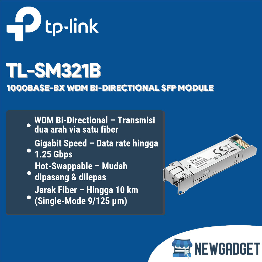 Jual TP-LINK TL-SM321B 1000BASE-BX WDM BI-DIRECTIONAL SFP MODULE ...