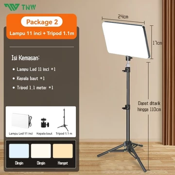 TNW 11 Inch LED Video Light Lampu Foto Studio Lighting Lampu Panel With Tripod Untuk Live Vlog