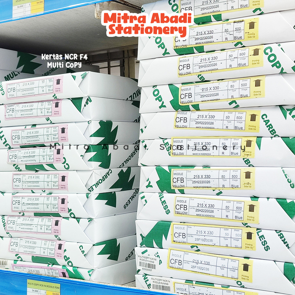 Jual (1 RIM) KERTAS NCR F4 MULTI COPY / TOP MIDDLE BOTTOM PUTIH PINK ...