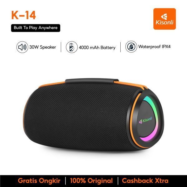 Jual KISONLI K14 Speaker Bluetooth Portable Type-C 30W Stereo Sound ...