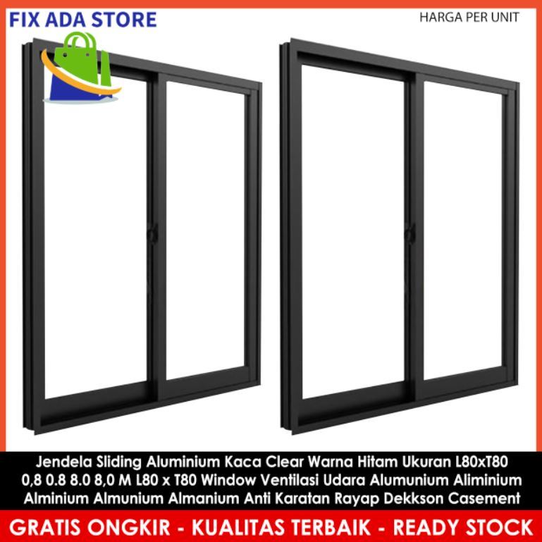 Jual Jendela Sleding Geser Warna White Black Ukuran L80xT80 0,8 0.8 0,8 ...