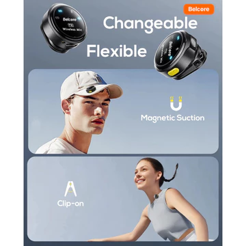 D80 Magnetic Wireless Clip On Microphone Dual Lavalier HP Plug Play Lapel Mic With Charging