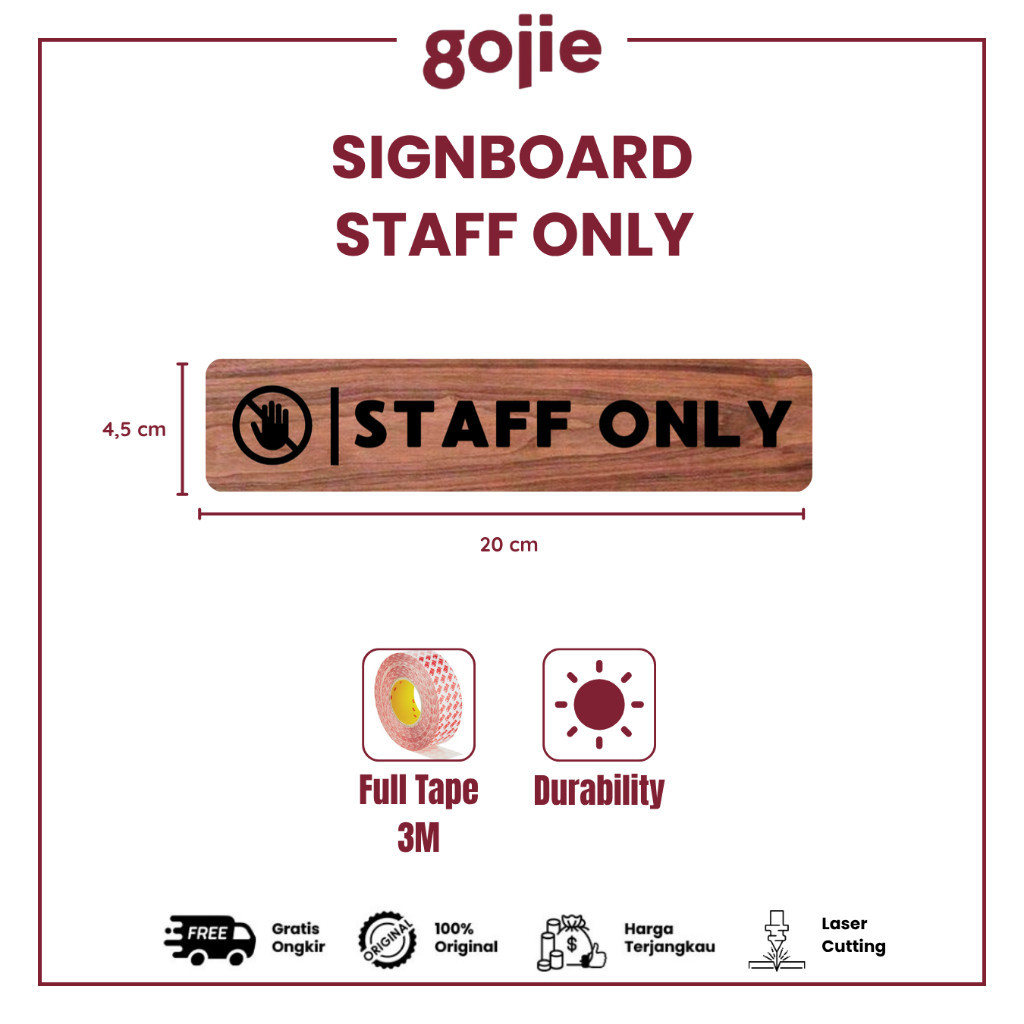 Jual Sign Board STAFF ONLY Kayu Unik | Signage Wood Pattern Include ...