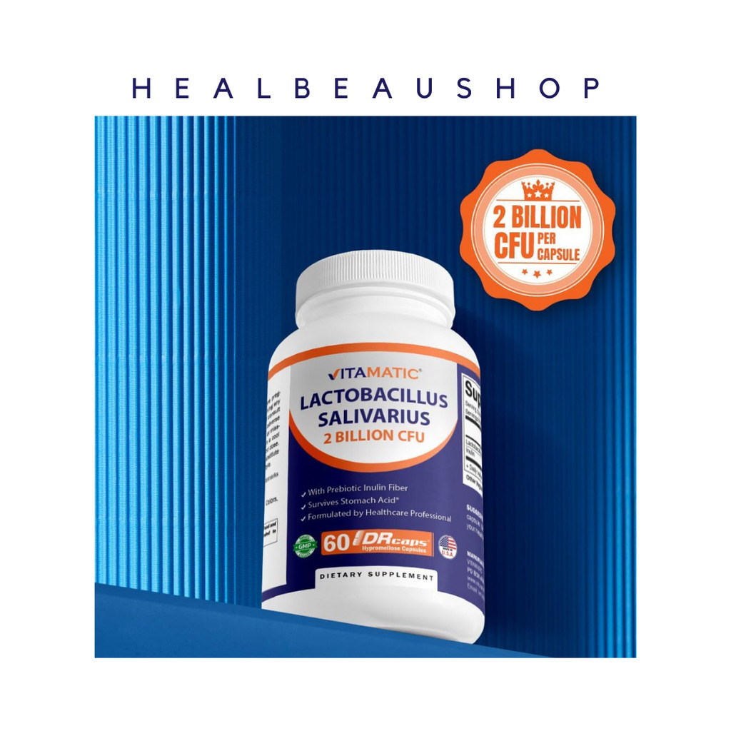 Curated visual reference: 2 Billion Cfus Reference: Jual Vitamatic Lactobacillus Salivarius 2 Billion Cfu 60 Drcaps Ori