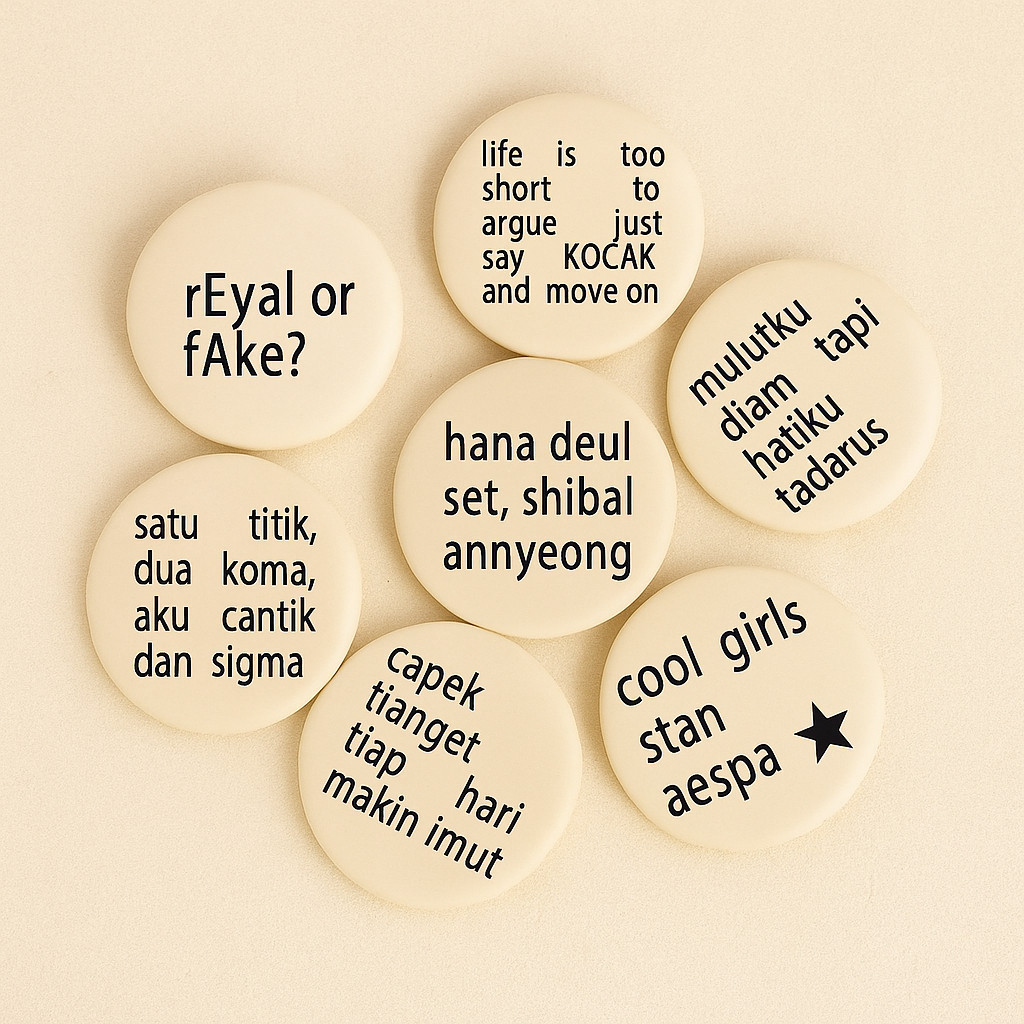 Jual Jacksesoris - PIN BUTTON KATA KATA LUCU 44mm | PIN TEXS | BAGS PIN ...