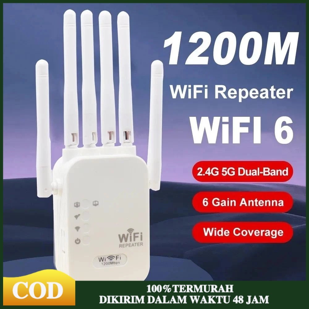 Jual 1200Mbps Wifi Repeater Dual-band 2.4GHz/5GHz 6 Antena Wireless ...