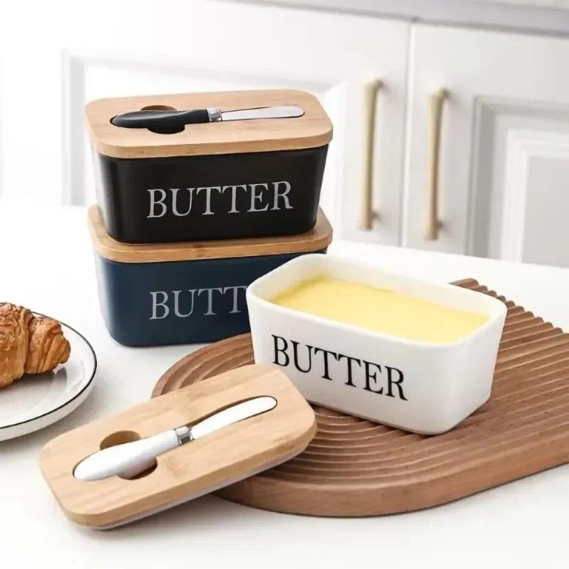 Jual Ceramic Butter Cheese Container Box Restaurant Home Butter Storage ...