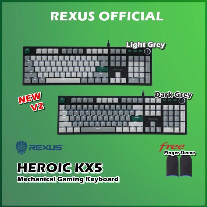 Jual Rexus Heroic KX5 V2 Mechanical Gaming Keyboard Full Size RX-KX5 KX ...