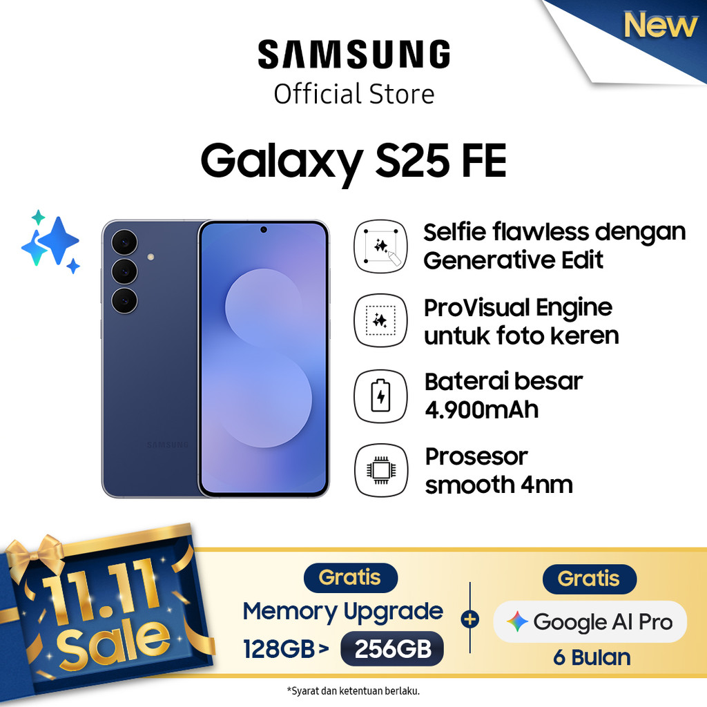 Samsung Galaxy S25 FE di sudut pandang depan