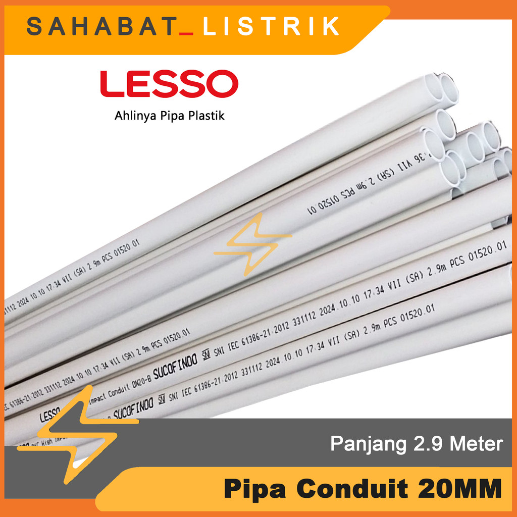 Jual Pipa Conduit LESSO Pipa Instalasi Listrik 20mm - 2.9M | Shopee ...