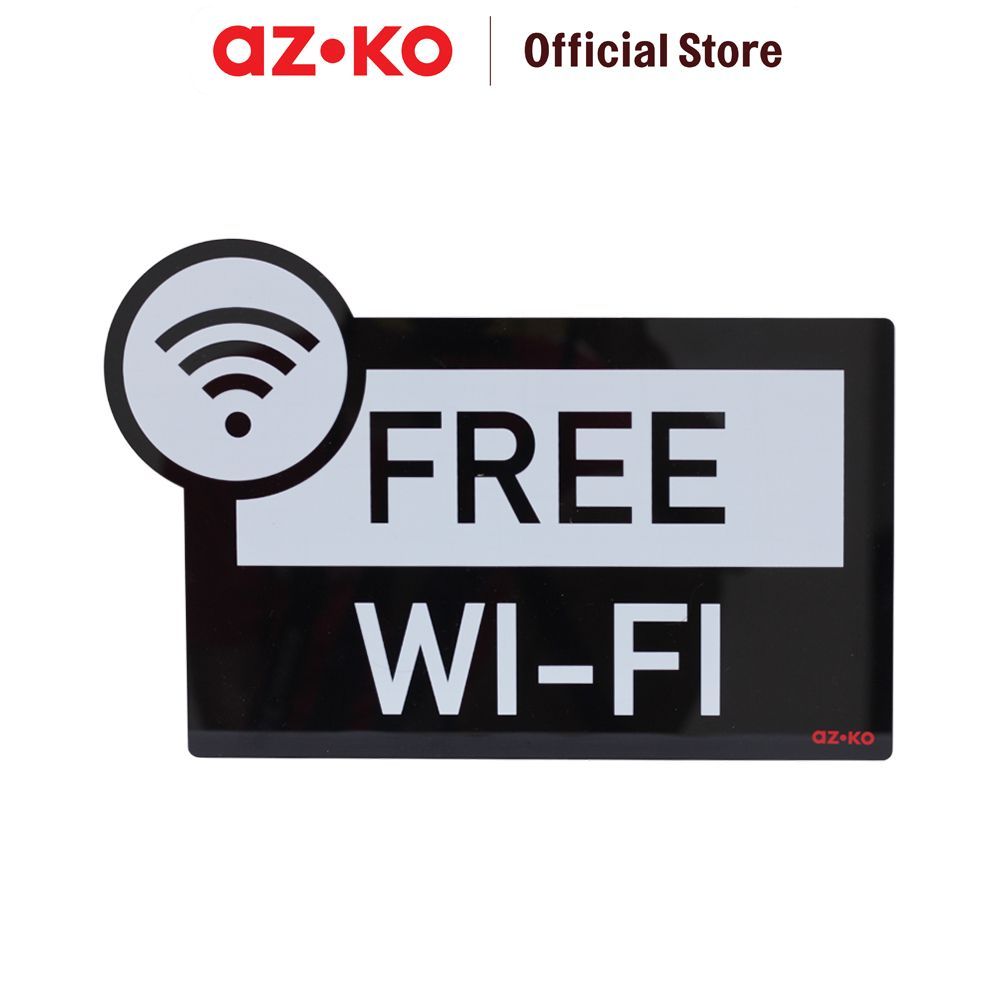 Jual AZKO 30x20 cm Stiker Anodized Sign Free Wifi - Hitam Sticker ...