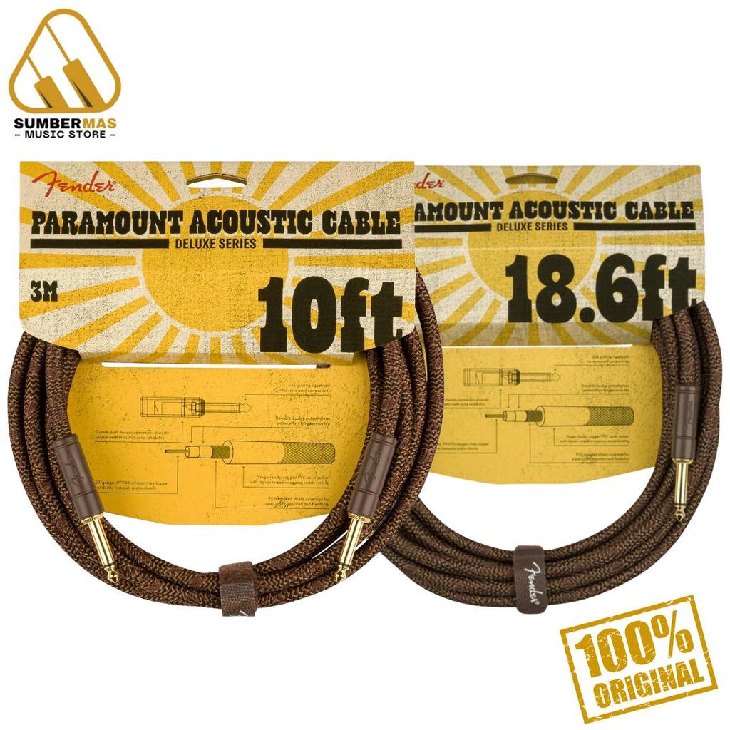 Jual Fender Paramount Acoustic Instrument Cable, Brown | Kabel ...
